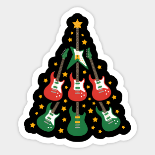 Cool Guitar Christmas Tree Guitar Lovers Christmas Tree Sticker